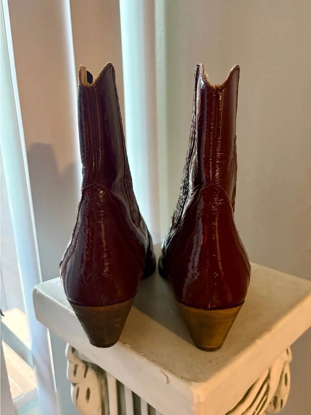 Free People new frontier Patent Leather Western Ankle Boots - Burgundy size 40
